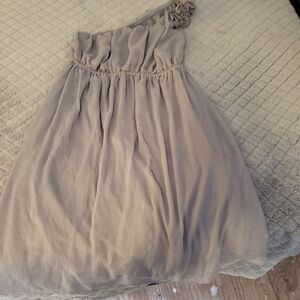 Merona One Shoulder Elastic Waist Midi Dress Size Medium Sleeveless Grey